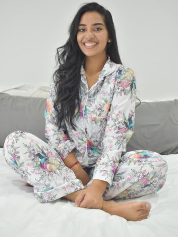 White floral Winter Pj set