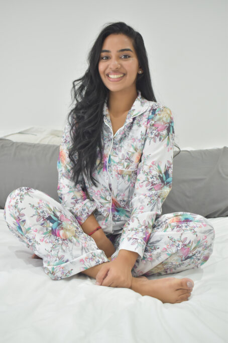 White floral Winter Pj set