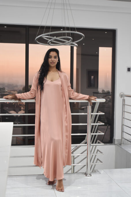 Blush strappy nightie and gown combo