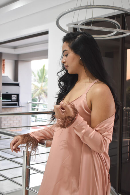 Blush strappy nightie and gown combo - Image 2