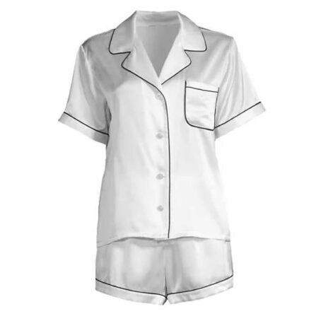 Milk white satin short summer set - Image 2