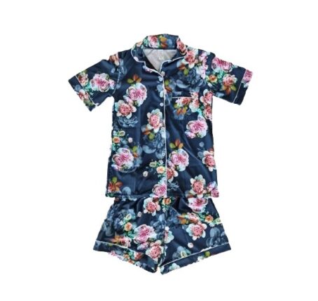 Midnight Blue Rose Satin Summer PJ