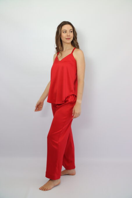 Swing Top Long Pants Red Satin Pj - Image 4