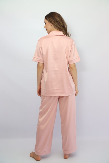 Short top Long Pants Pink Satin Pj - Image 5