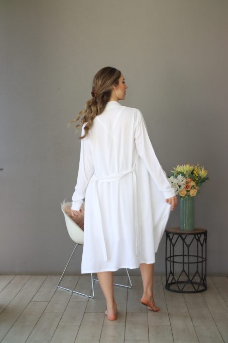 White Viscose Cotton Strappy Nightie And Gown - Image 2