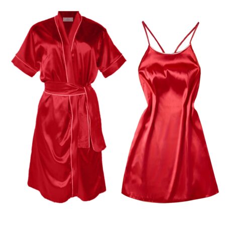 Escada Red Satin Nightie and Gown Combo Set - Image 5