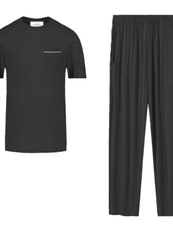 Mens Short top long pants Pj- Black