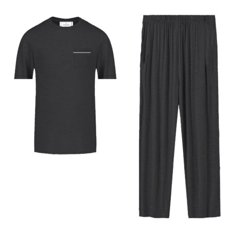 Mens Short top long pants Pj- Black