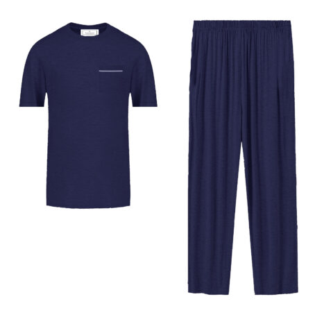Mens Short top long pants Pj- Navy
