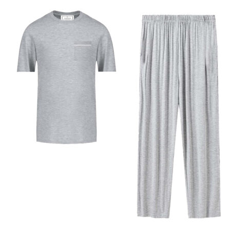Mens Short top long pants Pj- Grey