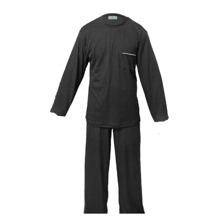 PJ Warehouse Mens Ribbed Winter Pj - Black - Image 4