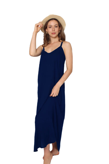 Navy Long Strappy Nightie