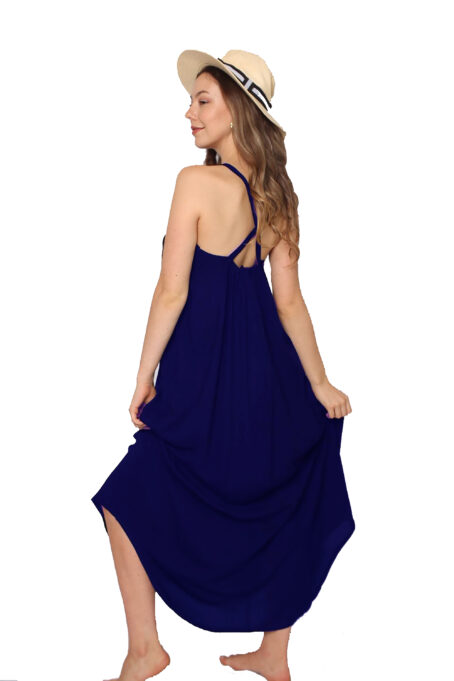 Navy Long Strappy Nightie - Image 3
