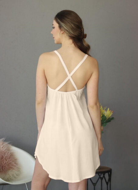 Cappuccino Viscose Cotton Strappy Nightie - Image 3
