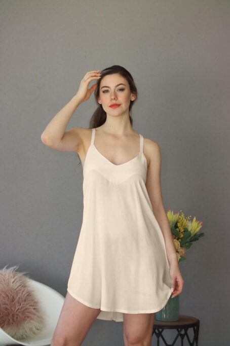 Cappuccino Viscose Cotton Strappy Nightie