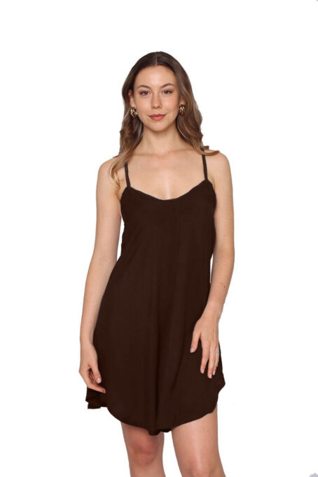 Chocolate Airflow Cotton Strappy Nightie - Image 2