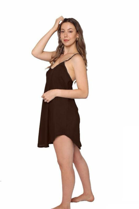 Chocolate Airflow Cotton Strappy Nightie - Image 3