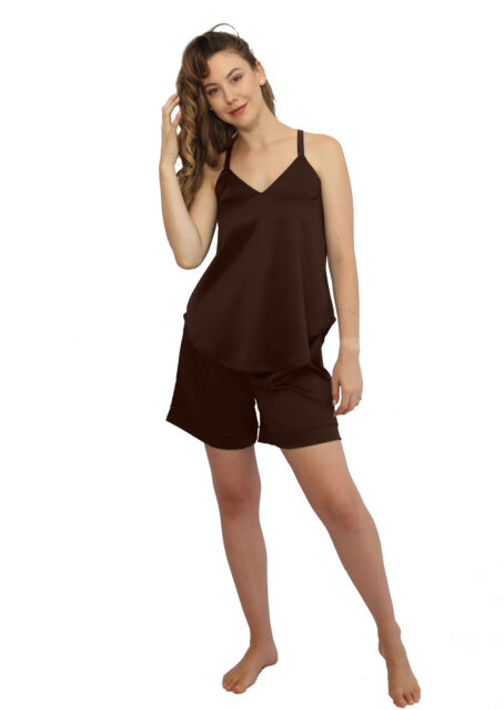 Chocolate Brown Airflow Strappy Top and Shorts - Image 4