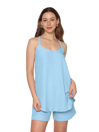 Sky Blue Airflow Strappy Top and Shorts