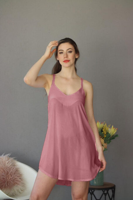 Turkish Rose Viscose Cotton Strappy Nightie