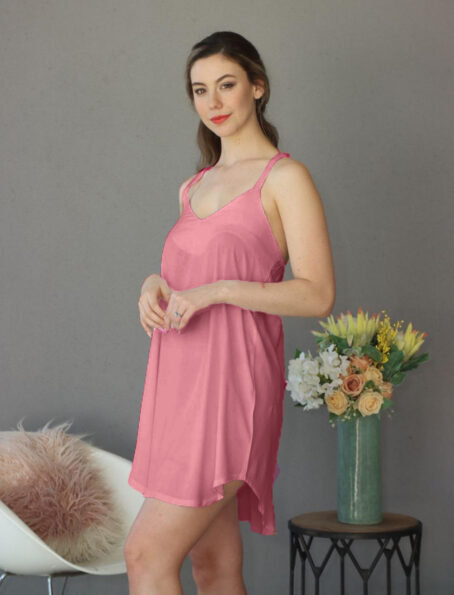 Turkish Rose Viscose Cotton Strappy Nightie - Image 3