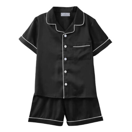 PJ Warehouse Men's Melange Black Button Down Summer PJ Set - Image 3