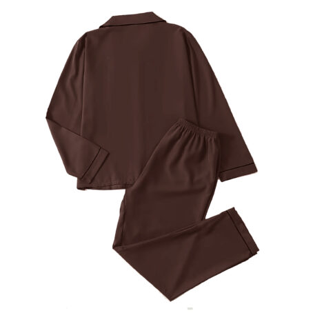 PJ Warehouse Chocloate Brown Winter Pj with Black Piping - Image 7