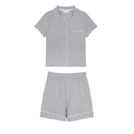 PJ Warehouse Men's Melange Grey Button Down Summer PJ Set - Image 5
