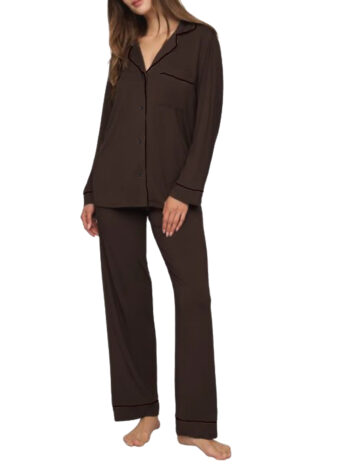 PJ Warehouse Chocloate Brown Winter Pj with Black Piping