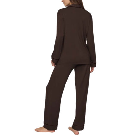 PJ Warehouse Chocloate Brown Winter Pj with Black Piping - Image 2