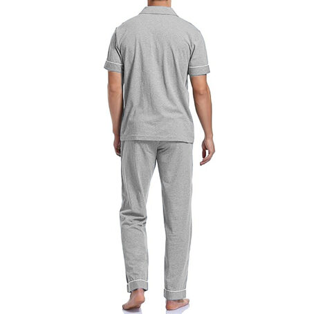 PJ Warehouse Men's Melange Grey Mid Season Button Down PJ Set - Image 3