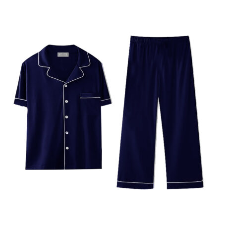 PJ Warehouse Men's Navy Mid Season Button Down PJ Set - Image 3