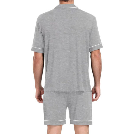 PJ Warehouse Men's Melange Grey Button Down Summer PJ Set - Image 4