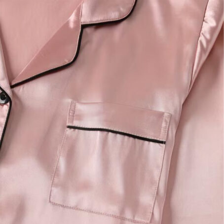 PJ Warehouse Satin Pink Winter PJ with Black Piping - Image 7