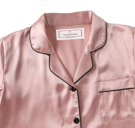 PJ Warehouse Satin Pink Winter PJ with Black Piping - Image 6