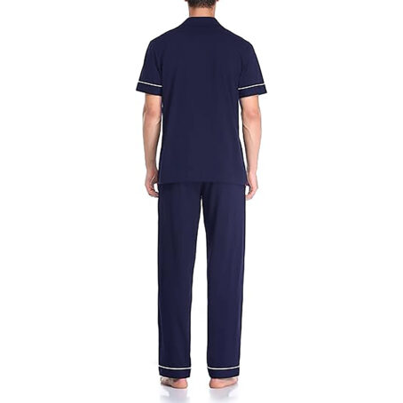 PJ Warehouse Men's Navy Mid Season Button Down PJ Set - Image 2