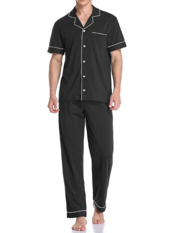 PJ Warehouse Men's Black Mid Season Button Down PJ Set