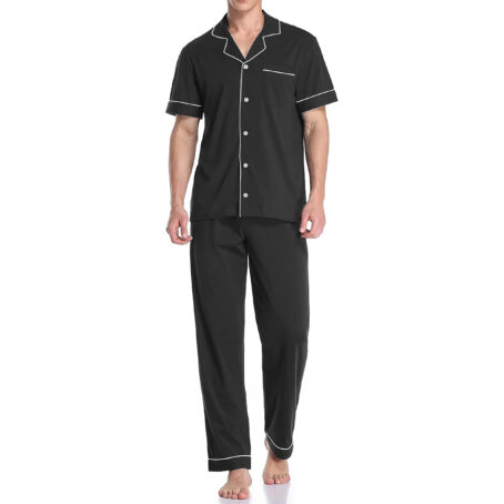 PJ Warehouse Men's Black Mid Season Button Down PJ Set