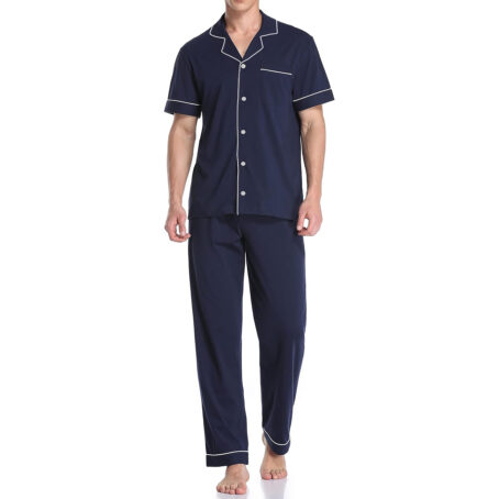 PJ Warehouse Men's Navy Mid Season Button Down PJ Set