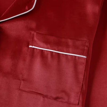 PJ Warehouse Ruby Red Satin Winter Pj with White Piping - Image 4