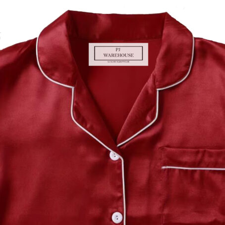 PJ Warehouse Ruby Red Satin Winter Pj with White Piping - Image 3