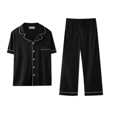 PJ Warehouse Men's Black Mid Season Button Down PJ Set - Image 3