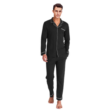 PJ Warehouse Men's Black Winter Button down PJ