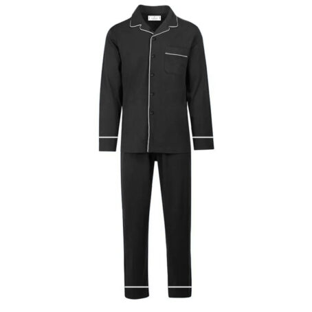 PJ Warehouse Men's Black Winter Button down PJ - Image 2
