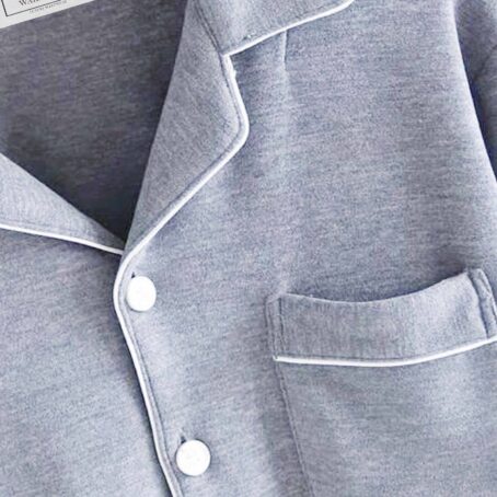 PJ Warehouse Men's Melange Grey Button Down Summer PJ Set - Image 2