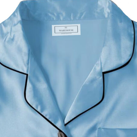 PJ Warehouse Sky Blue Satin Winter PJ with Black Piping - Image 5