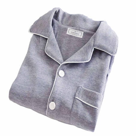PJ Warehouse Men's Melange Grey Button Down Summer PJ Set - Image 3