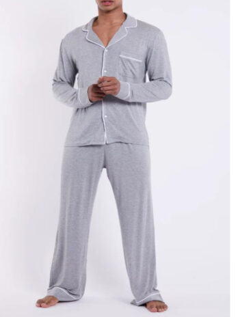 PJ Warehouse Men's Grey Winter Button down PJ