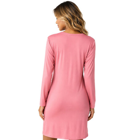 PJ Warehouse Women's Pink Long Sleeve Nightie - Image 2