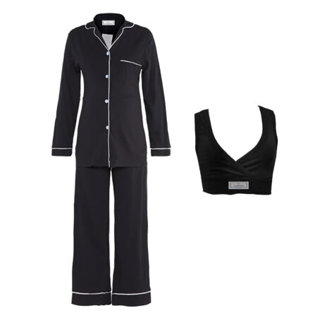 PJ Warehouse Black Winter Pyjamas & Sleeping Bra Set - Image 4